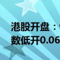 港股开盘：恒生指数高开0.31% 恒生科技指数低开0.06%