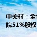 中关村：全资子公司拟0元收购国美互联网医院51%股权