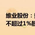维业股份：持股5%以上股东众英集计划减持不超过1%股份