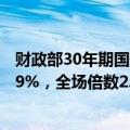 财政部30年期国债“24特别国债06”加权中标收益率为2.19%，全场倍数2.21
