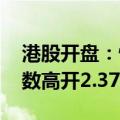 港股开盘：恒生指数高开1.79% 恒生科技指数高开2.37%