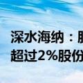 深水海纳：股东李琴及其一致行动人拟减持不超过2%股份