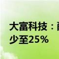 大富科技：配天集团持股比例将由42.51%减少至25%