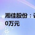 湘佳股份：设立广西全资子公司注册资本2000万元