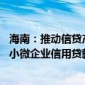 海南：推动信贷产品更加符合经营主体特点和融资需求 推广小微企业信用贷款