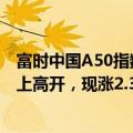 富时中国A50指数期货在上一交易日夜盘收涨2.24%的基础上高开，现涨2.30%