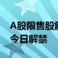 A股限售股解禁一览：11.91亿元市值限售股今日解禁